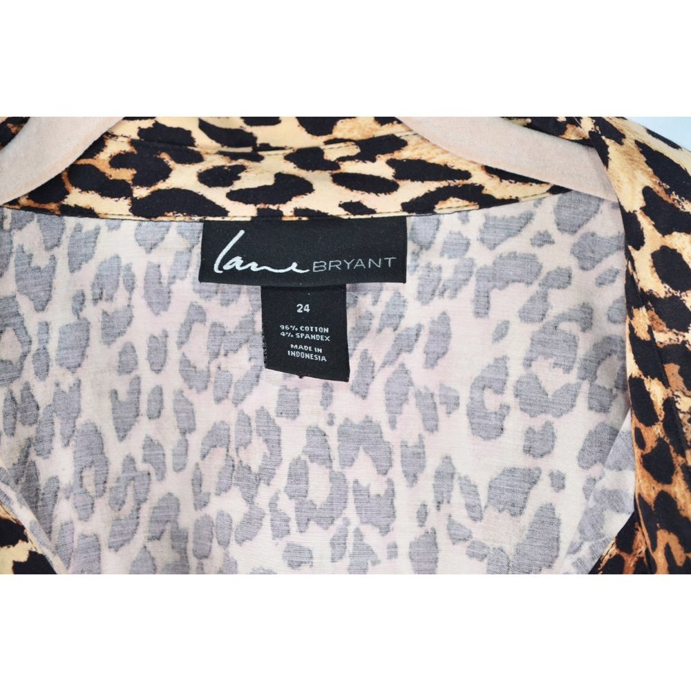 Lane Bryant Leopard Print 3/4 Sleeve Button Down Shirt Size 24 - Picture 5 of 5